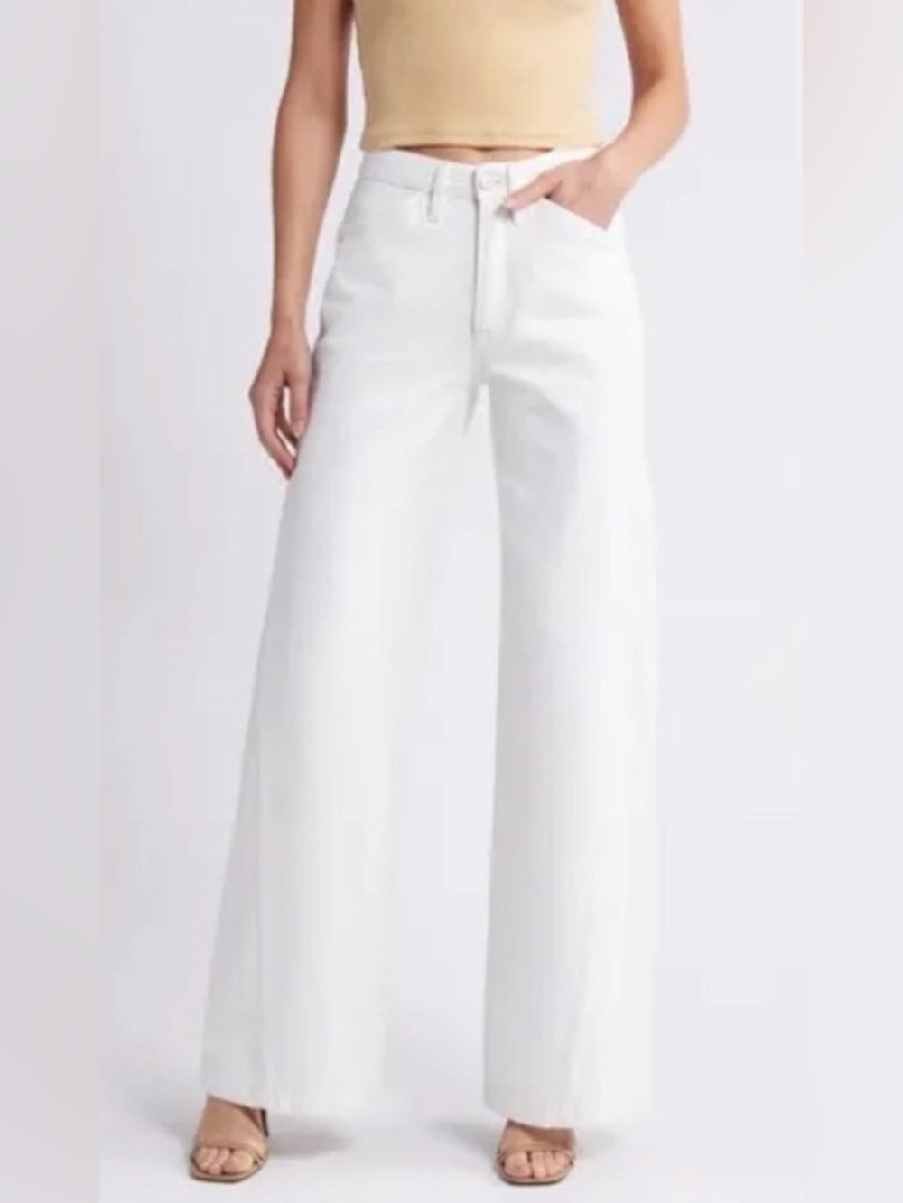 Frame Denim Le baggy Palazzo White High-Rise Wide-Leg Jeans size 29